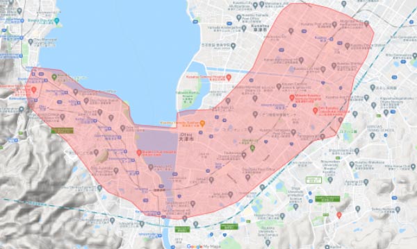 Uber Eats（ウーバーイーツ）大津市・草津市エリア・配達マップ