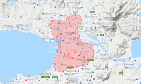 Uber Eats（ウーバーイーツ）松江市エリア・配達マップ