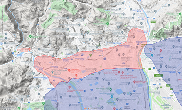 Uber Eats（ウーバーイーツ）川西市エリア・配達マップ