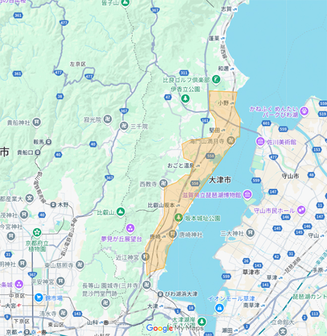 Uber Eats(ウーバーイーツ)大津市エリア・2025年4月14日拡大