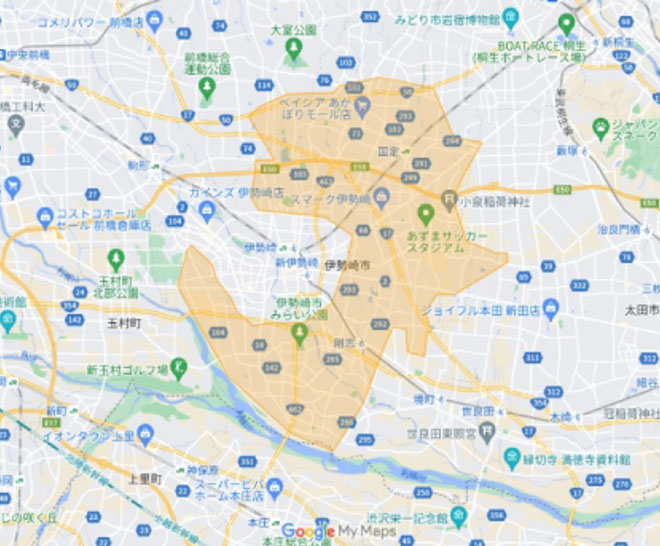 Uber Eats（ウーバーイーツ）伊勢崎市・2024年11月11日拡大