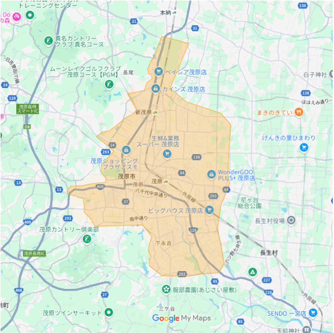 Uber Eats（ウーバーイーツ）茂原市エリアマップ